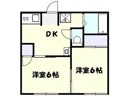 第2ハイツ小川B棟(2DK/1階)の間取り写真