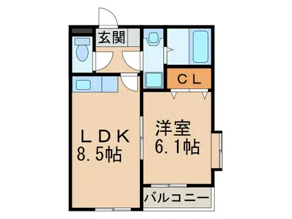 ＪＲ中央本線 神領駅 徒歩13分 2階建 築23年(1LDK/2階)の間取り写真