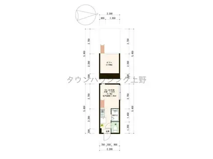 ハーモニーテラス日ノ出町VI(ワンルーム/2階)の間取り写真