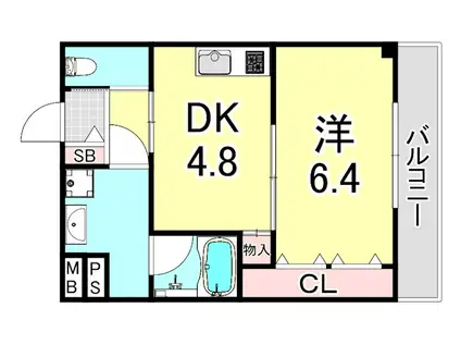 パークサイド雅(1DK/3階)の間取り写真