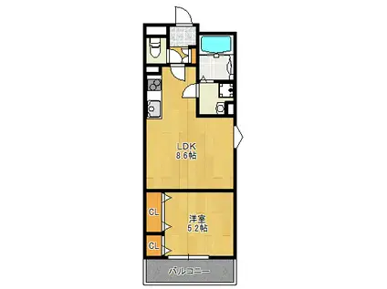 ラモーナ北条2(1LDK/2階)の間取り写真