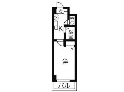 ジョバネ藤原(1K/4階)の間取り写真
