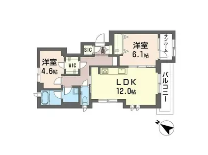 SKCマンション(2LDK/3階)の間取り写真