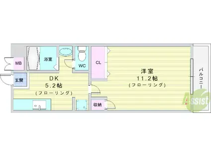 冨士メイトマンション(1K/4階)の間取り写真