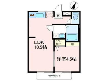 狭山第1シティコーポ(1LDK/1階)の間取り写真