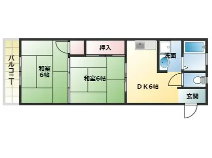 トーハイマンション(2DK/2階)の間取り写真