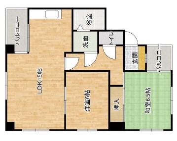 西鈴1番館(2LDK/3階)の間取り写真