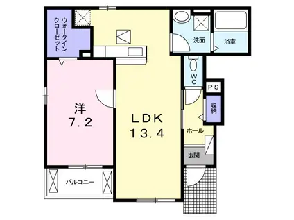 ライフシティ ステイゴールド(1LDK/1階)の間取り写真