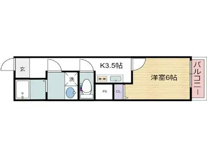 グランパシフィック梅南(1K/7階)の間取り写真