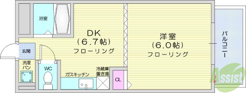小松島アベニュー(1DK/2階)の間取り写真