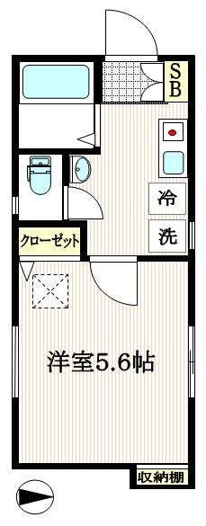 プレジール清水が丘(1K/1階)の間取り写真