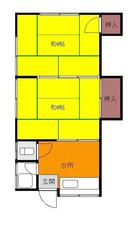 鈴ハイツ(2K/2階)の間取り写真