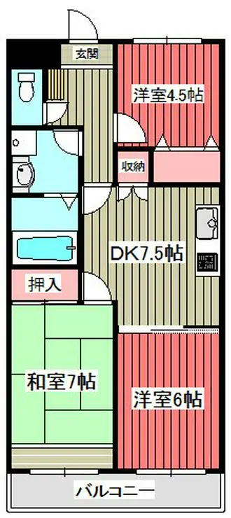 扶桑カシオハイツ 4階階 間取り