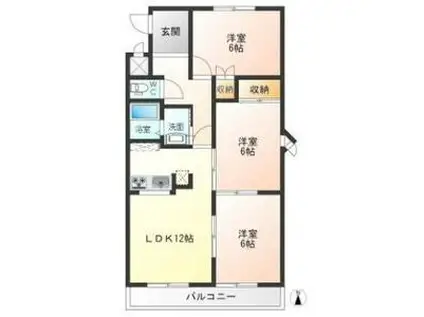 セラミック加藤III(3LDK/3階)の間取り写真