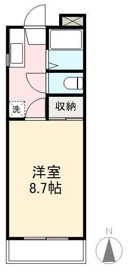 ラフィネ・ノワール高松(1K/2階)の間取り写真