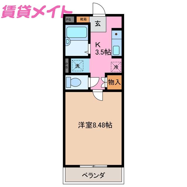 フリオフラッシュ(1K/1階)の間取り写真