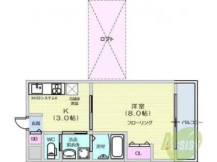 カーサ・デ・ヴェルテ(1K/2階)の間取り写真