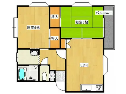 パレス丸山(2DK/2階)の間取り写真