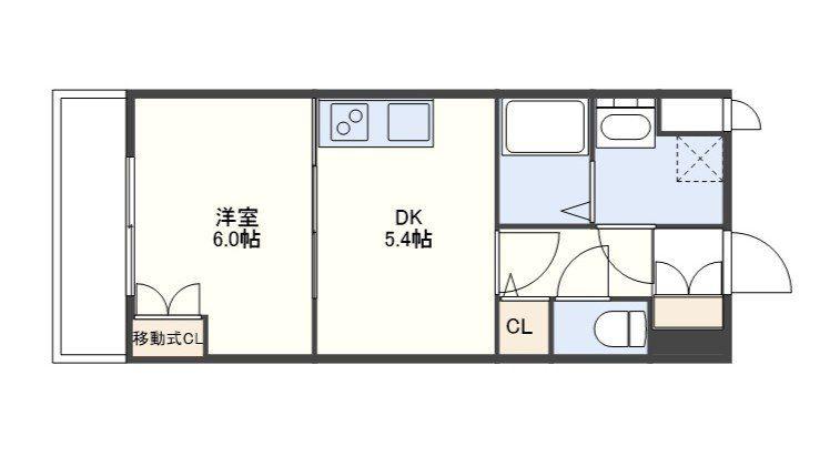RJR佐世保(1DK/6階)の間取り写真