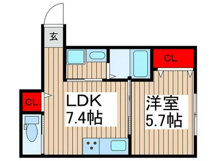 LIKE蘇我(1LDK/1階)の間取り写真