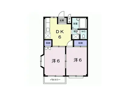 ピースフルハイツ(2DK/2階)の間取り写真