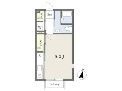 カーサブラン(ワンルーム/1階)の間取り写真