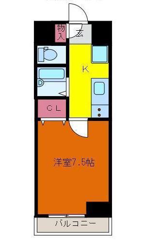 オルザス新潟(1K/6階)の間取り写真