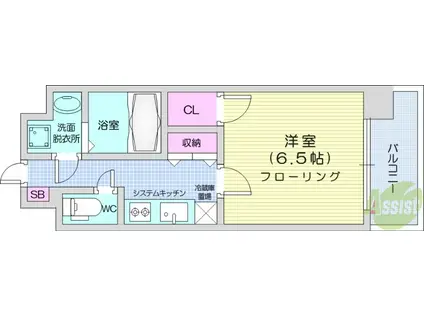 シーズンフラッツ青葉通一番町(1K/13階)の間取り写真