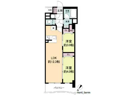 セレニテ神戸ミラク(2LDK/13階)の間取り写真