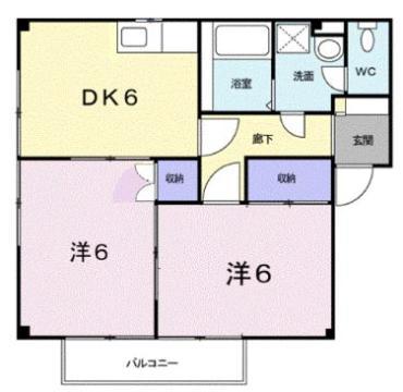 サニーハウスA(2DK/2階)の間取り写真