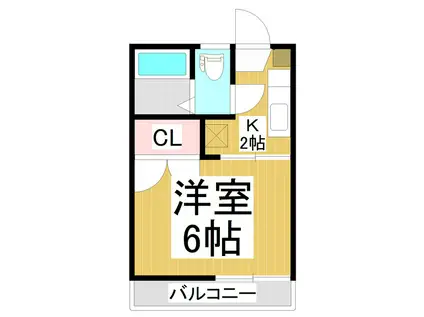 フォーブル三輪田町(1K/2階)の間取り写真