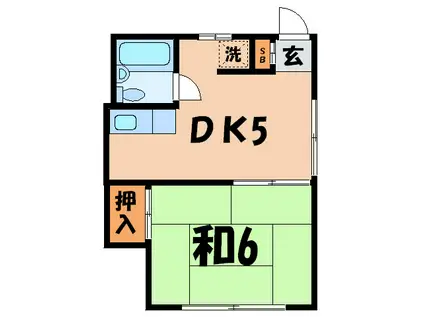 緑が丘コーポ(1DK/2階)の間取り写真