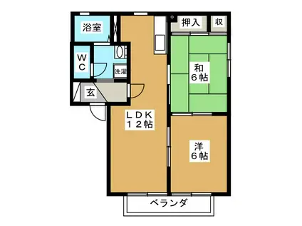 ベルグランデ長泉B(2LDK/2階)の間取り写真