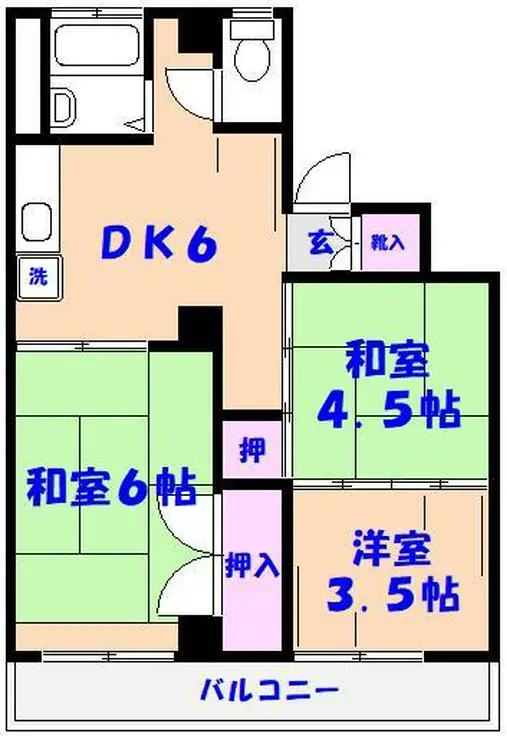 シャトー鴻ノ台 3階階 間取り