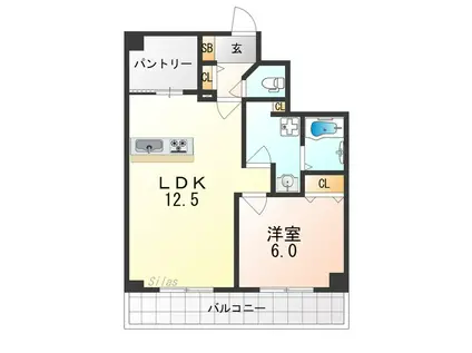 パインフィールド二条城(1SLDK/5階)の間取り写真