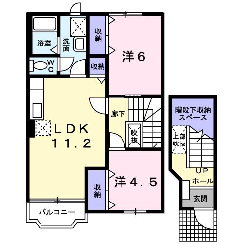 セレーノI(2LDK/2階)の間取り写真