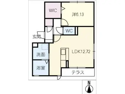 パーチェ福光(1LDK/1階)の間取り写真