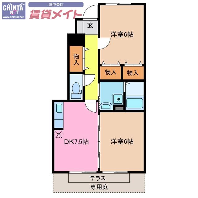 エステート陽だまり(2DK/1階)の間取り写真