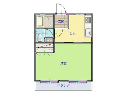 ブレジオ(1DK/2階)の間取り写真