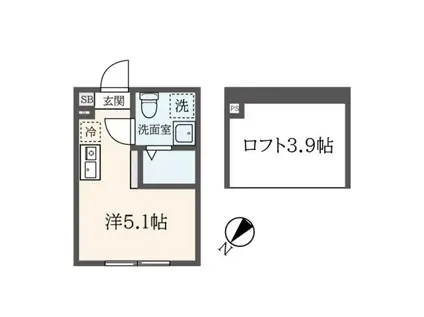 ハーモニーテラス中台(ワンルーム/1階)の間取り写真