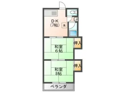 楓マンション(2DK/2階)の間取り写真