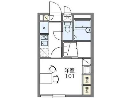 レオパレスサンパーク白金(1K/1階)の間取り写真