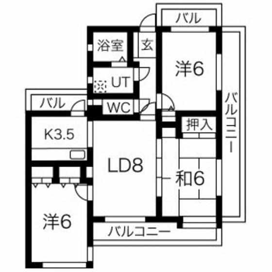 サンヴューパレス長丘(3LDK/5階)の間取り写真