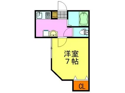 サウスアロー(1K/1階)の間取り写真