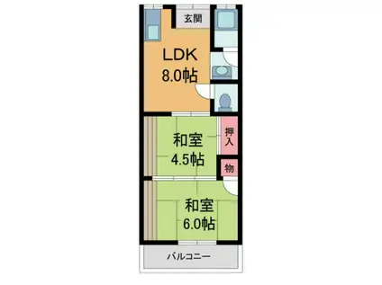 清雅荘(2LDK/2階)の間取り写真