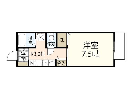 セレスト瀬の川(1K/2階)の間取り写真