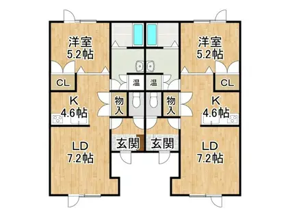 ヴァンベールII(1LDK/2階)の間取り写真