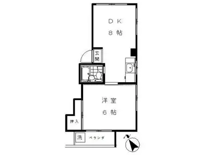 ばんはいむ(1DK/5階)の間取り写真