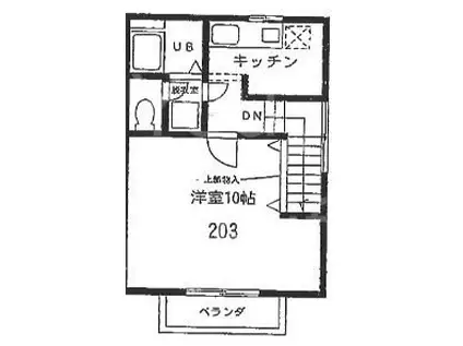 ノーブル富水(1K/2階)の間取り写真