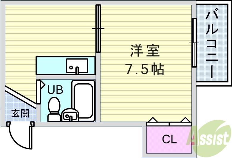 蛍池ホワイトマンション(1DK/2階)の間取り写真